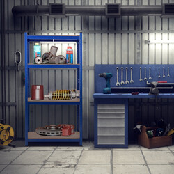 Metallhylla med 4 nivåer, blå, 720 kg kapacitet