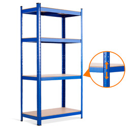 Metallhylla med 4 nivåer, blå, 720 kg kapacitet