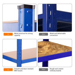 Metallhylla med 4 nivåer, blå, 720 kg kapacitet