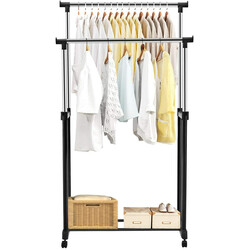 Höj- och sänkbar klädställning med hjul, svart, 86-168 cm