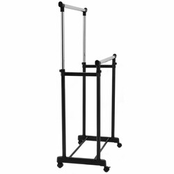 Höj- och sänkbar klädställning med hjul, svart, 86-168 cm