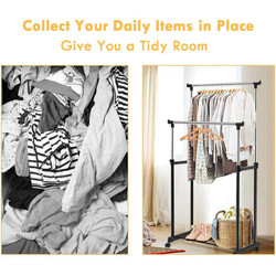 Höj- och sänkbar klädställning med hjul, svart, 86-168 cm