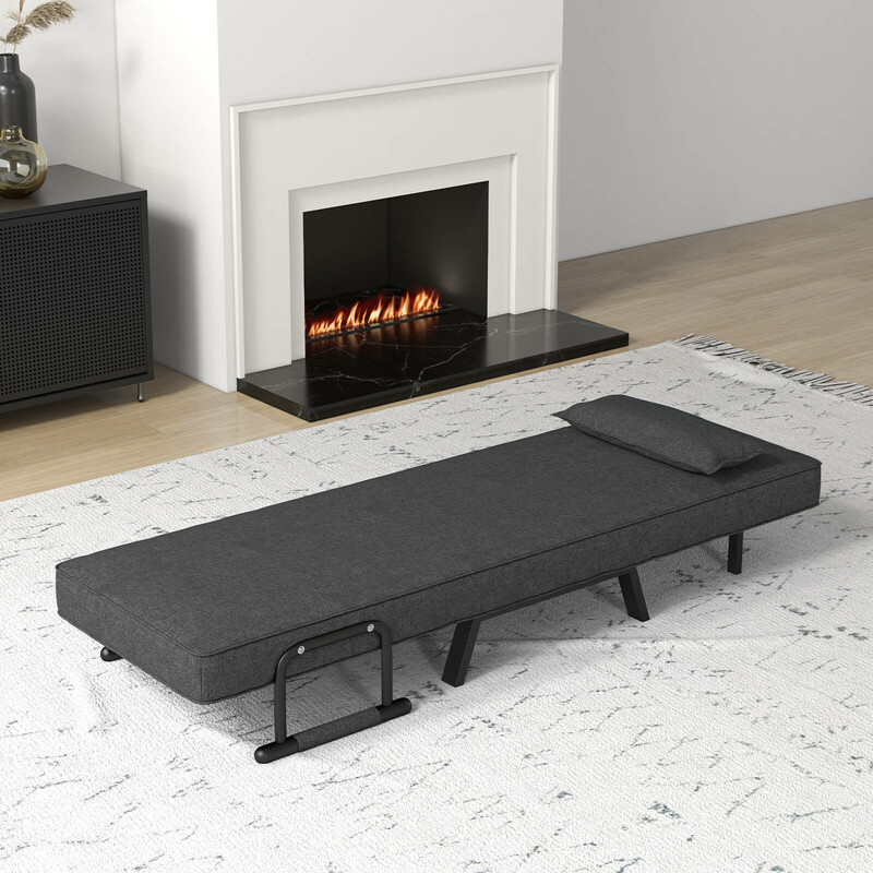 Mångsidig mörkgrå sovfåtölj med justerbart ryggstöd