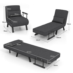 Mångsidig mörkgrå sovfåtölj med justerbart ryggstöd