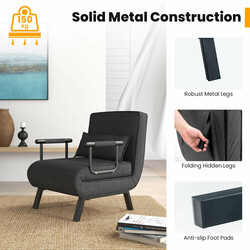 Mångsidig mörkgrå sovfåtölj med justerbart ryggstöd