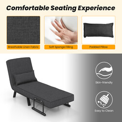 Mångsidig mörkgrå sovfåtölj med justerbart ryggstöd