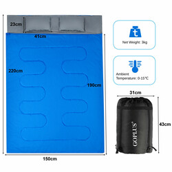 Goplus dubbelsovsäck för två med kuddar svart/blå