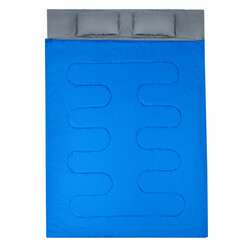 Goplus dubbelsovsäck för två med kuddar svart/blå