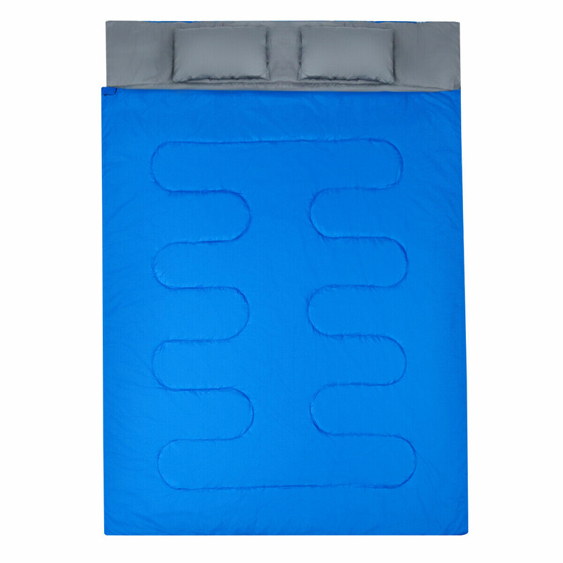 Goplus dubbelsovsäck för två med kuddar svart/blå