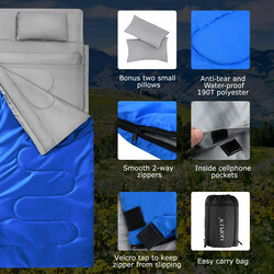 Goplus dubbelsovsäck för två med kuddar svart/blå