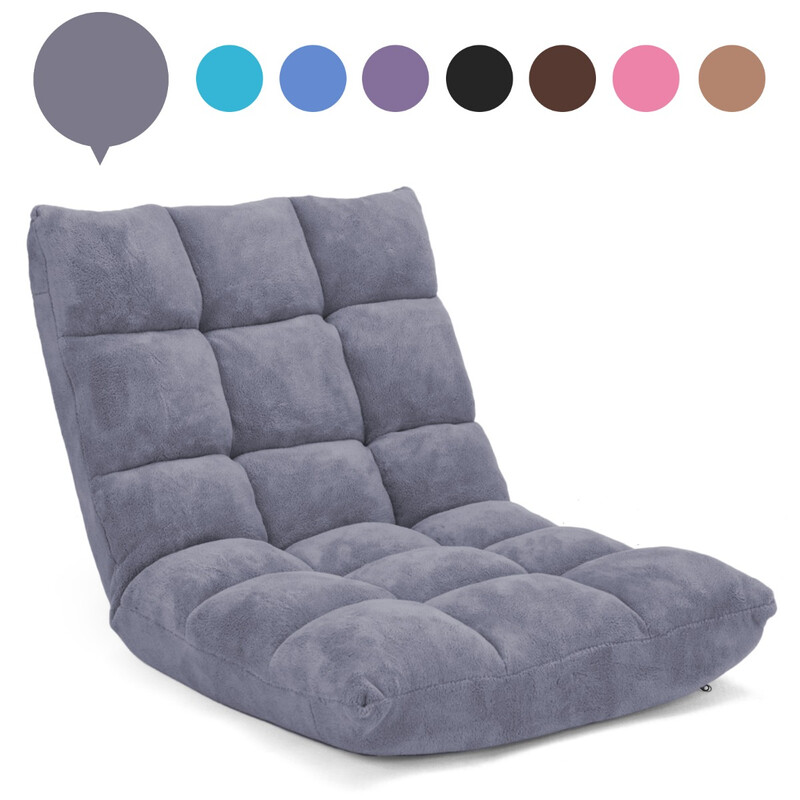 Fällbar golvstol med justerbart ryggstöd och korallvelour