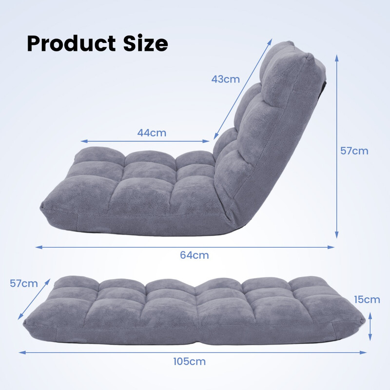 Fällbar golvstol med justerbart ryggstöd och korallvelour