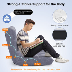 Fällbar golvstol med justerbart ryggstöd och korallvelour