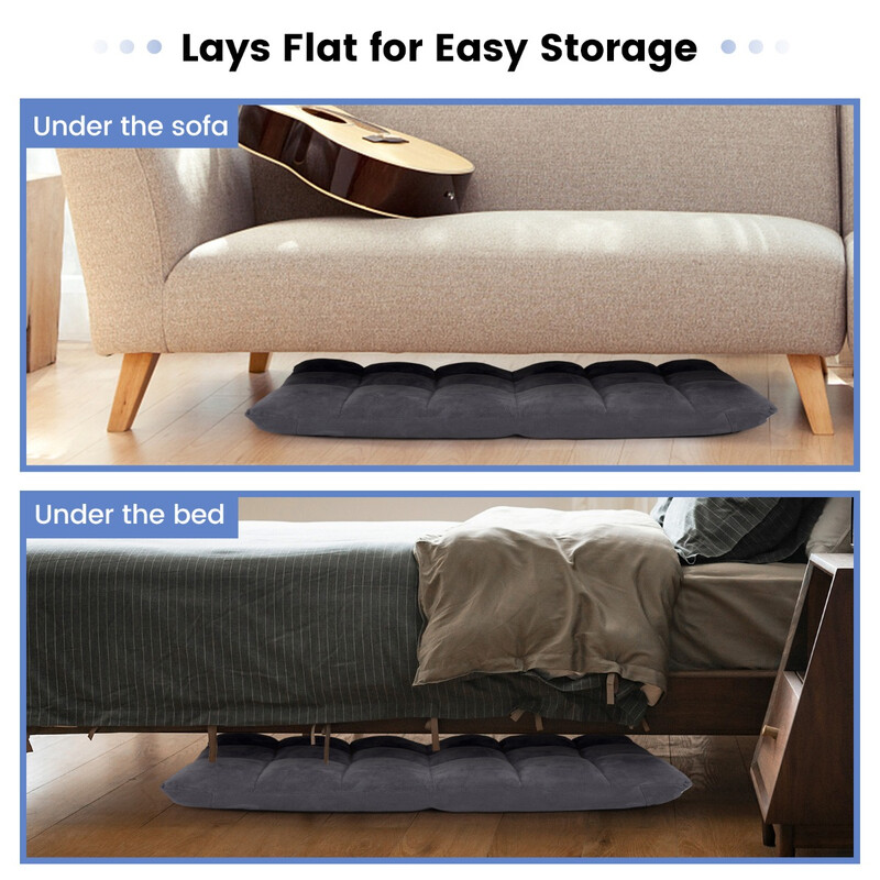 Fällbar golvstol med justerbart ryggstöd och korallvelour