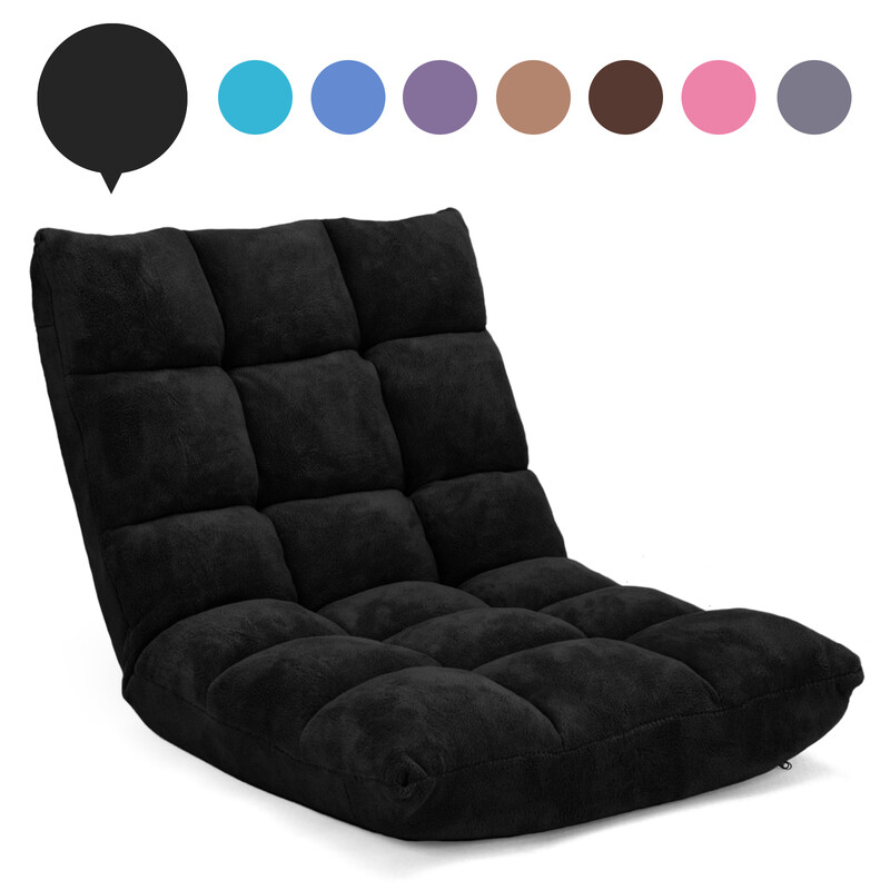 Fällbar golvstol med justerbart ryggstöd och korallvelour