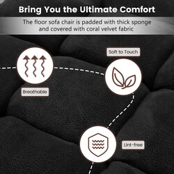 Fällbar golvstol med justerbart ryggstöd och korallvelour