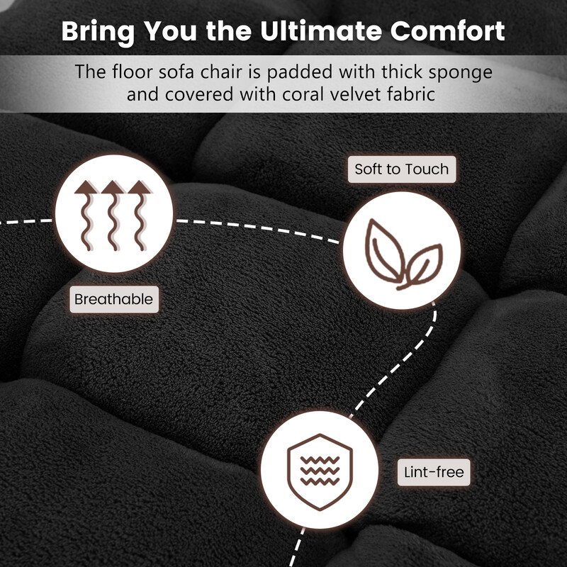 Fällbar golvstol med justerbart ryggstöd och korallvelour