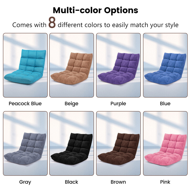 Fällbar golvstol med justerbart ryggstöd och korallvelour