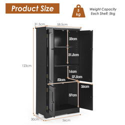 Svart högskåp i trä med justerbara hyllor