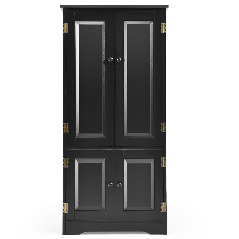 Svart högskåp i trä med justerbara hyllor