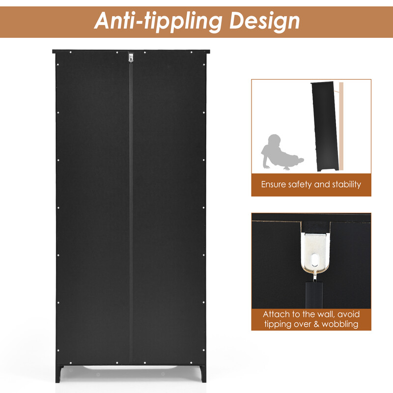 Svart högskåp i trä med justerbara hyllor