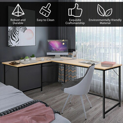 L-format hörnskrivbord i svart/natur med justerbar CPU-hållare