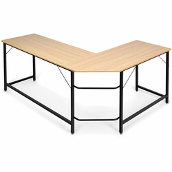 L-format hörnskrivbord i svart/natur med justerbar CPU-hållare