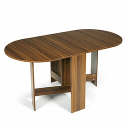 Runt fällbart balkongbord i brunt trä för trädgård