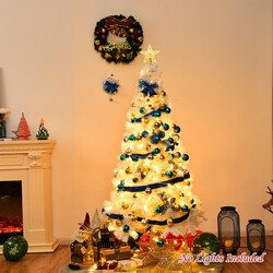 Vit konstgjord julgran med metallfot 150 cm