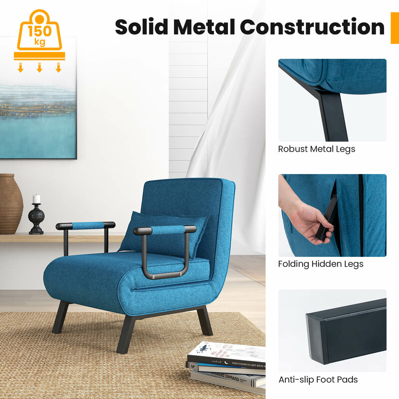 4-i-1 hopfällbar bäddsoffa med justerbart ryggstöd mörkgrå