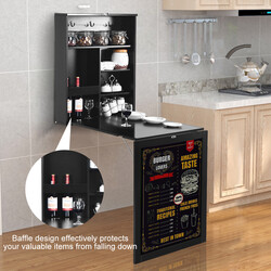 Väggmonterat hopfällbart skrivbord med griffeltavla svart/vit