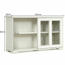 Sidoskåp med skjutdörrar i krämvitt MDF och glas