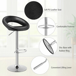 2-pack justerbara barstolar med svängbart säte svart