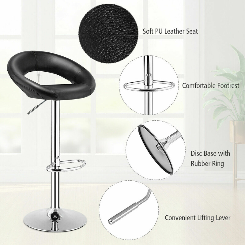 2-pack justerbara barstolar med svängbart säte svart