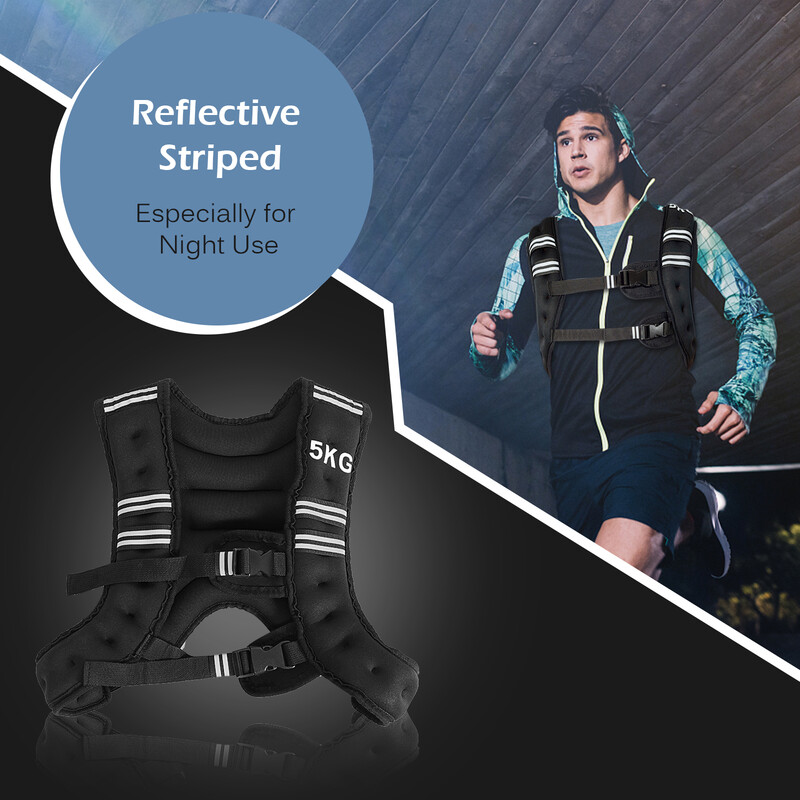 Justerbar viktväst 5 kg med reflexer och ficka