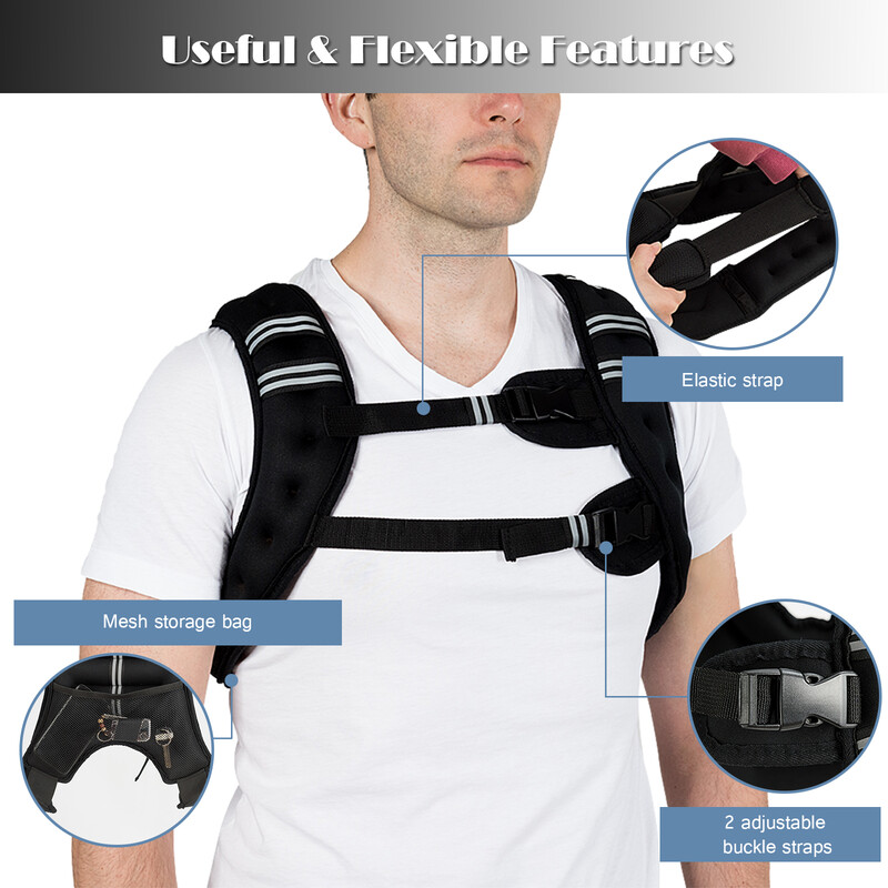 Justerbar viktväst 5 kg med reflexer och ficka