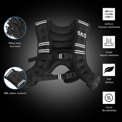 Justerbar viktväst 5 kg med reflexer och ficka