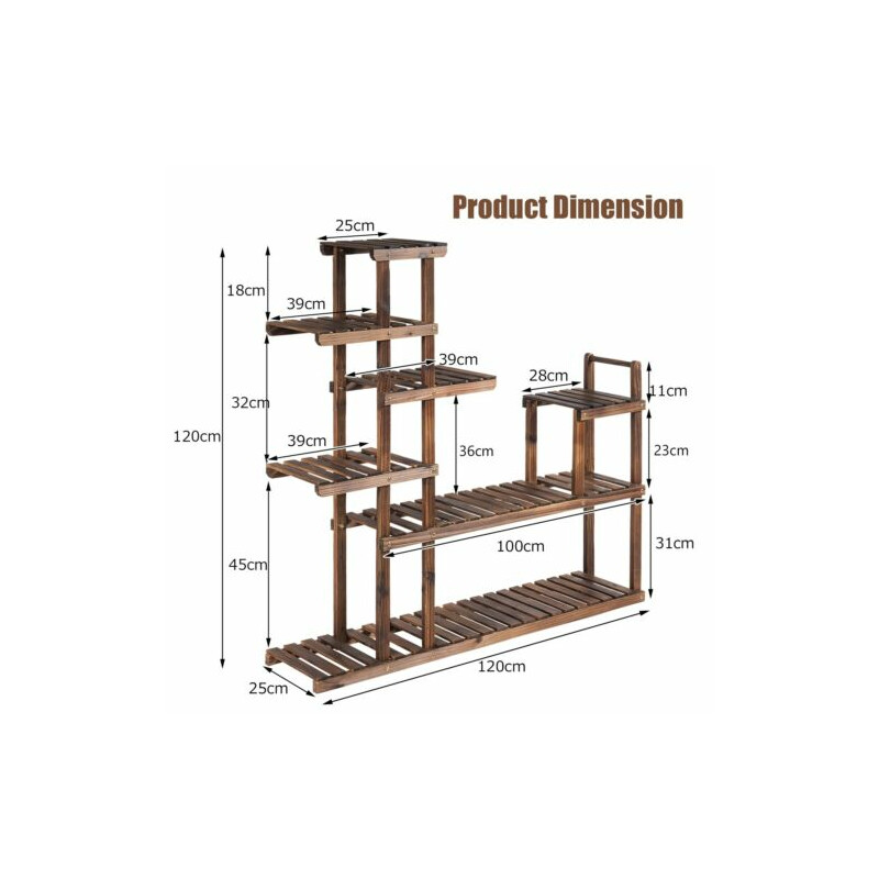 Sjustegs växthylla i trä för inomhus och utomhusbruk