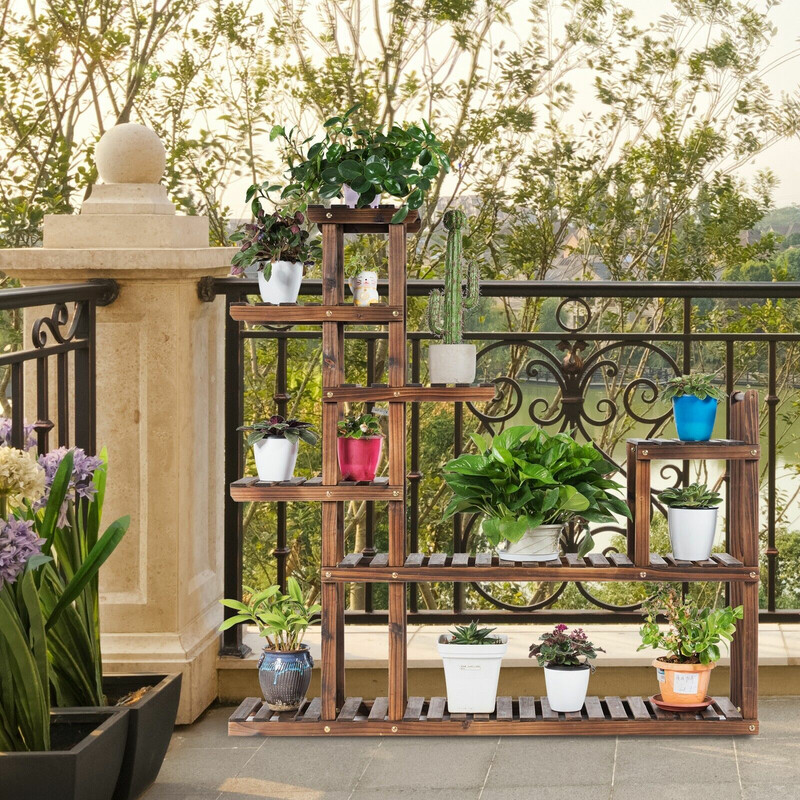 Sjustegs växthylla i trä för inomhus och utomhusbruk