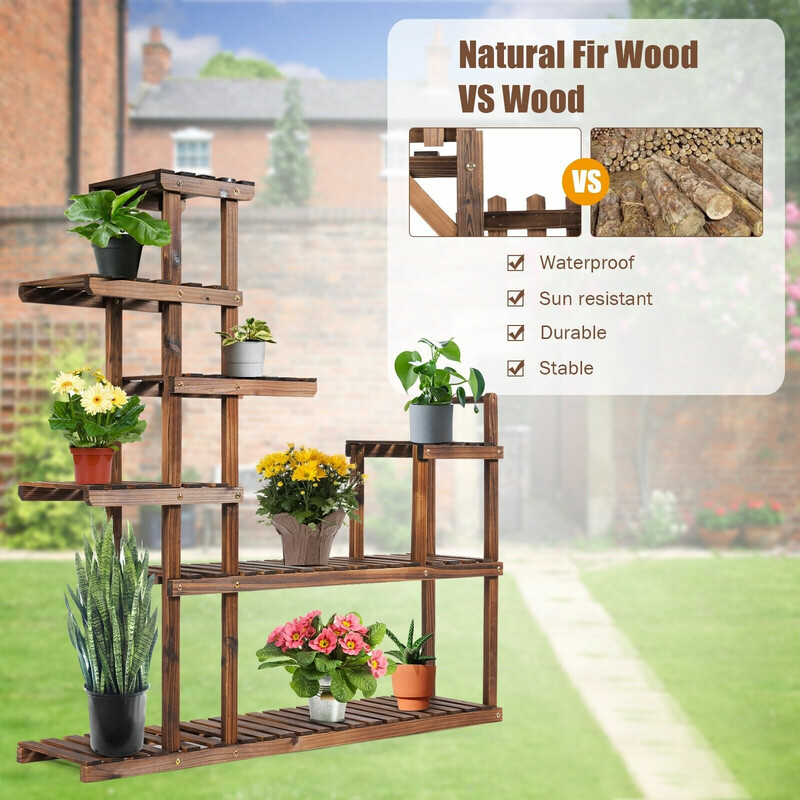 Sjustegs växthylla i trä för inomhus och utomhusbruk