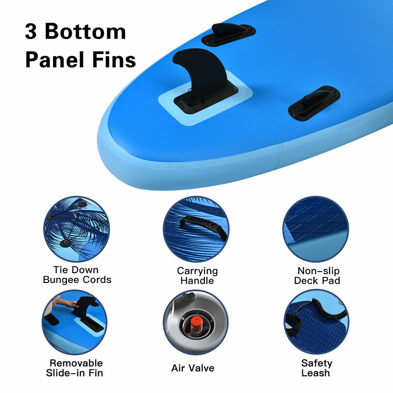 Uppblåsbar SUP-bräda med justerbar paddel och ryggsäck