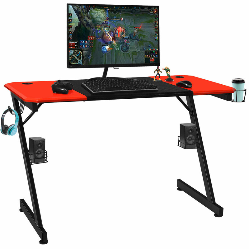 Z-formad gamingbord med mugghållare och headset-krok