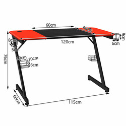 Z-formad gamingbord med mugghållare och headset-krok