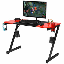 Z-formad gamingbord med mugghållare och headset-krok