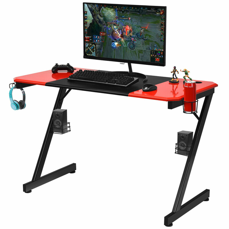 Z-formad gamingbord med mugghållare och headset-krok