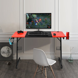 Z-formad gamingbord med mugghållare och headset-krok