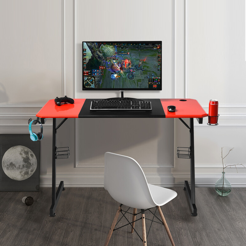 Z-formad gamingbord med mugghållare och headset-krok