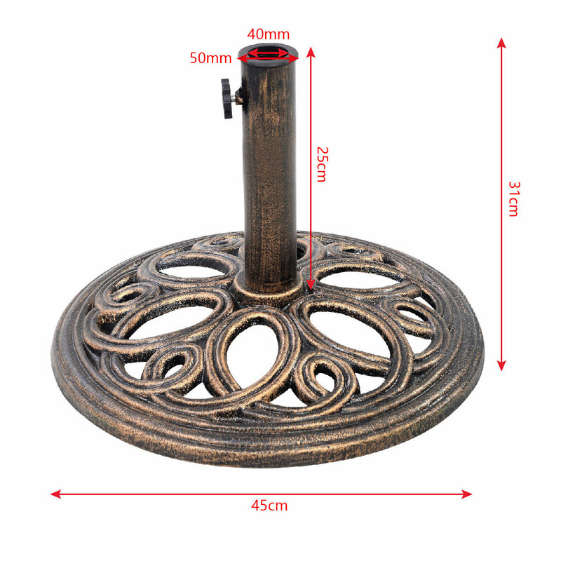 Stabil parasollhållare i gjutjärn för 38-48 mm stänger