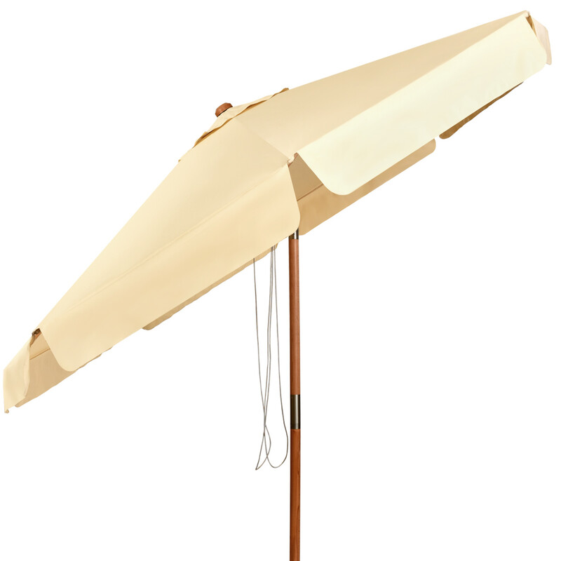 Justerbart parasoll i beige med UV-skydd och bokträstång