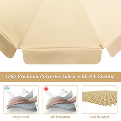 Justerbart parasoll i beige med UV-skydd och bokträstång